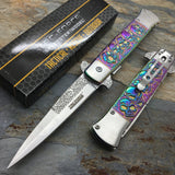 8.5" Tac Force Speedster Model Rainbow Skulls Gravedigger Pocket Knife - Frontier Blades