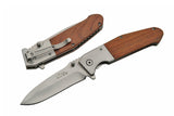 8" Rite Edge Wood Handle Spring Assisted Hunting Pocket Knife