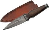 9.5" Scottish Rosewood Damascus Steel Sgian Dubh Dirk Knife W/ Sheath (DM-1263)