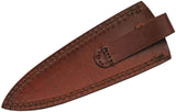 9.5" Scottish Rosewood Damascus Steel Sgian Dubh Dirk Knife's Top Grain Leather Sheath Rear View Depicting Leather Belt Clip (DM-1263)