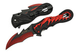 9" Fantasy Red & Black Dragon Tail Spring Assisted Folding Pocket Knife (300460-RD)
