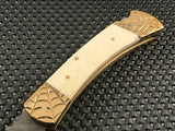 8.5" DAMASCUS STEEL FOLDING KNIFE - BUFFALO BONE HANDLE (BB-17) - Frontier Blades