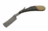9" Black Bone Damascus Razor Blade Knife - Frontier Blades
