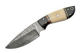 9" Black Horn & Bone Handmade Damascus Skinner Knife - Frontier Blades