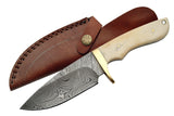 9" Bone Handle Handmade Damascus Skinning Knife - Frontier Blades