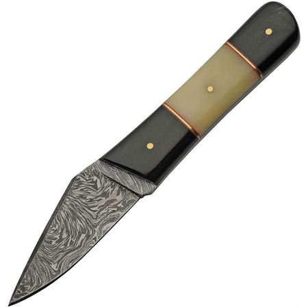 Buffalo Horn & Camel Bone Short Damascus Skinning Knife (DM-1258HN)