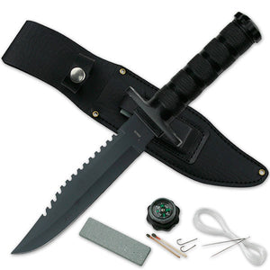 OUTDOOR HUNTING & SURVIVOR FULL TANG 12.0" FIXED BLADE KNIFE w/ SHEATH CK-086B - Frontier Blades