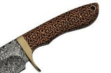 9" Celtic Knot Damascus Hunter Skinning Knife - Frontier Blades