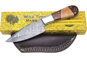 Custom Premium Real Damascus Skinning Knife Micarta Wood Handle (DM-995)
