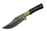 9" Custom Damascus Horn Skinning Knife - Frontier Blades