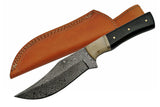 9" Custom Damascus Horn Skinning Knife - Frontier Blades