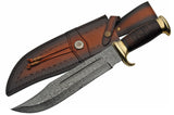 15" Custom Handmade Damascus Steel Bowie Knife - Frontier Blades