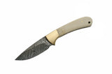 7" Custom Handmade Small Damascus Skinning Knife - Frontier Blades