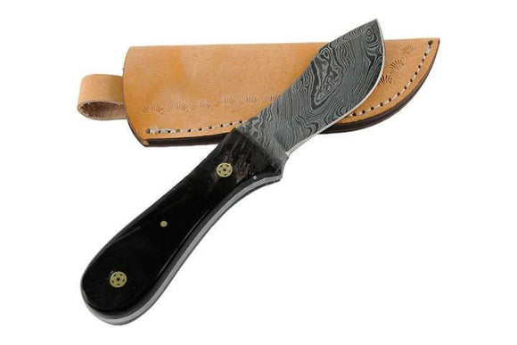 Damascus Skinning Knife Buffalo Horn Handle (DM-65)