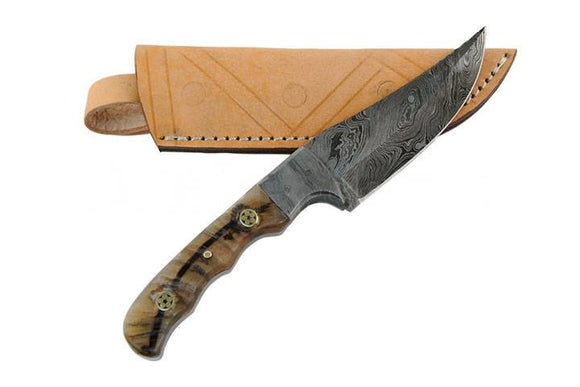 Damascus Skinning Knives W/ Ram Horn Handle & Heavy Duty Blade (DM-53)