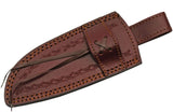 Damascus Skinning knife Turquoise Bone Handle's Authentic Top Grain Brown Leather Sheath (DM-1275)