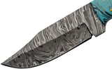 Damascus Skinning knife Turquoise Bone Handle's Real Damascus Steel Blade (DM-1275)
