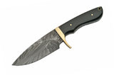 9" Black Damascus Horn Handmade Skinning Knife - Frontier Blades