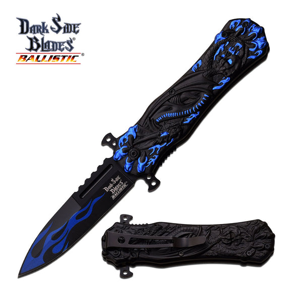 Dark Side Blades Ballistic Dragon Blue Flame Pocket Knife - Frontier Blades