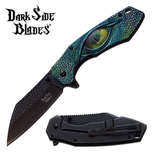 Dark Side Blades Green Dragon Scales & Dragon Eye Fantasy Pocket Knife (DS-A080GN)