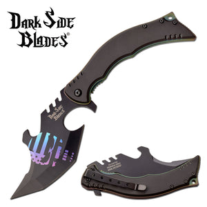 Dark Side Blades U.S. Flag Blue Purple Skull Fantasy Cool Pocket Knife (DS-A087RB)