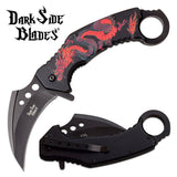 8.25" Dark Side Blades Ballistic Red Dragon Karambit Knife - Frontier Blades
