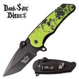 Dark Side Blades Green Skull Fantasy Folding Knife (DS-A083GN) - Frontier Blades