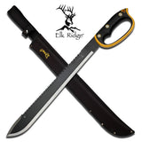 24.5" Elk Ridge Black & Yellow Outdoor Survival Machete Knife ER-279L - Frontier Blades