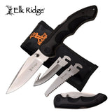 8.35" Elk Ridge Outdoor Fixed Blade Gentleman Knife Set ER-942BK - Frontier Blades