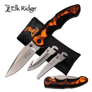8.35" Elk Ridge Outdoor Fixed Blade Gentleman Knife Set ER-942OC - Frontier Blades