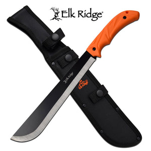 14.5" Elk Ridge Outdoor Orange Rubber Handle Machete Knife ER-MHT001OR - Frontier Blades