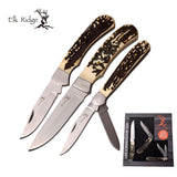 Elk Ridge 3 Knife Set Gentleman Hunting Frontier Knife ER-PR204 - Frontier Blades