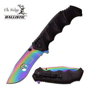 Elk Ridge Ballistic Rainbow Folding Pocket Knife (ER-A158RB) - Frontier Blades