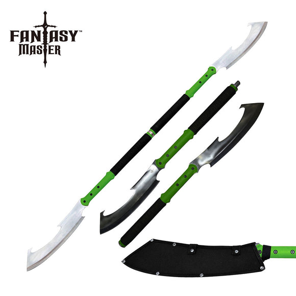 Fantasy Master Green & Black Detachable Double Bladed Spear & Staff Sword For Sale (FMT-053GN)