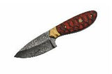 9" Flint Mosaic Red Custom Damascus Skinning Knife - Frontier Blades