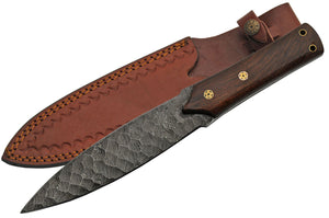 12" Flint Spear Twist Pattern Damascus Skinning Knife - Frontier Blades