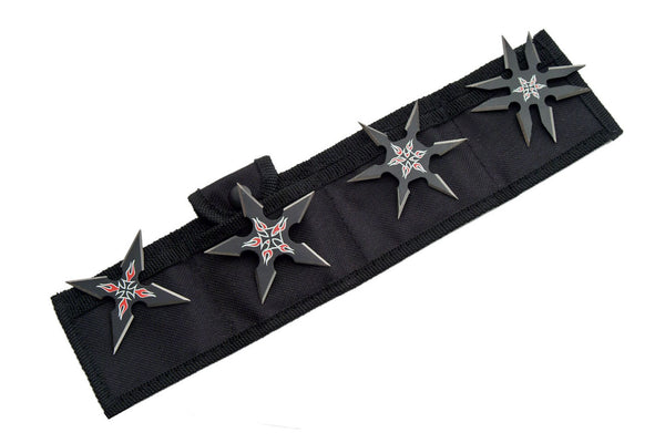 FourBlackNinjaThrowingStarSetF