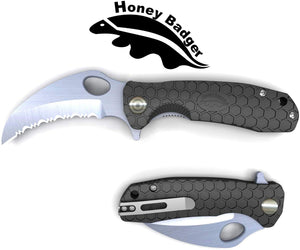 7.0" Assisted Honey Badger Tactical Silver Black Pocket Knife - Frontier Blades