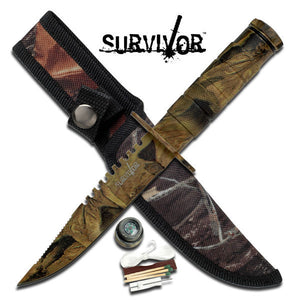 OUTDOOR HUNTING & SURVIVOR FULL TANG 8.5" FIXED BLADE KNIFE w/ SHEATH HK-690CA - Frontier Blades