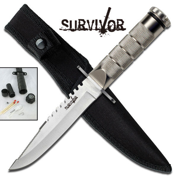 Survival Knife Hunting, 8-Inch Blade, Sheath, Compass 14087 - Horticulture  Source