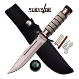 OUTDOOR HUNTING & SURVIVOR FULL TANG 9.5" FIXED BLADE KNIFE w/ SHEATH HK-695 - Frontier Blades