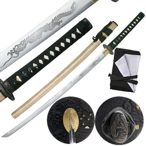 Hand Forged Samurai Carbon Steel Dragon Longsword - Frontier Blades