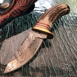 Handmade Damascus Steel Skinning Knife - Frontier Blades