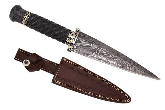 Handmade Real Damascus Dagger Knife W/ Dirk Blade & Pakkawood Handle