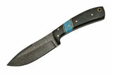 8" Handmade Blue Black Handle Damascus Steel Skinning Knife - Frontier Blades