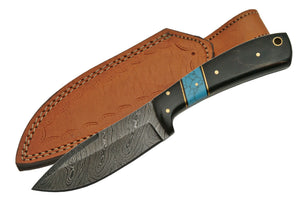 8" Handmade Blue Black Handle Damascus Steel Skinning Knife - Frontier Blades