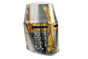 Handmade Brass Medieval Crusader Great Helmet For Sale - Frontier Blades