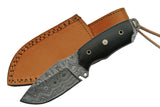7" Handmade Buffalo Damascus Skinning Knife - Frontier Blades