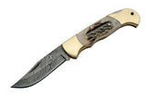 Handmade Custom Damascus Lockback Pocket Knife - Frontier Blades