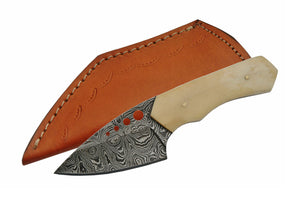 6" Handmade Damascus Bone Skinning Knife - Frontier Blades